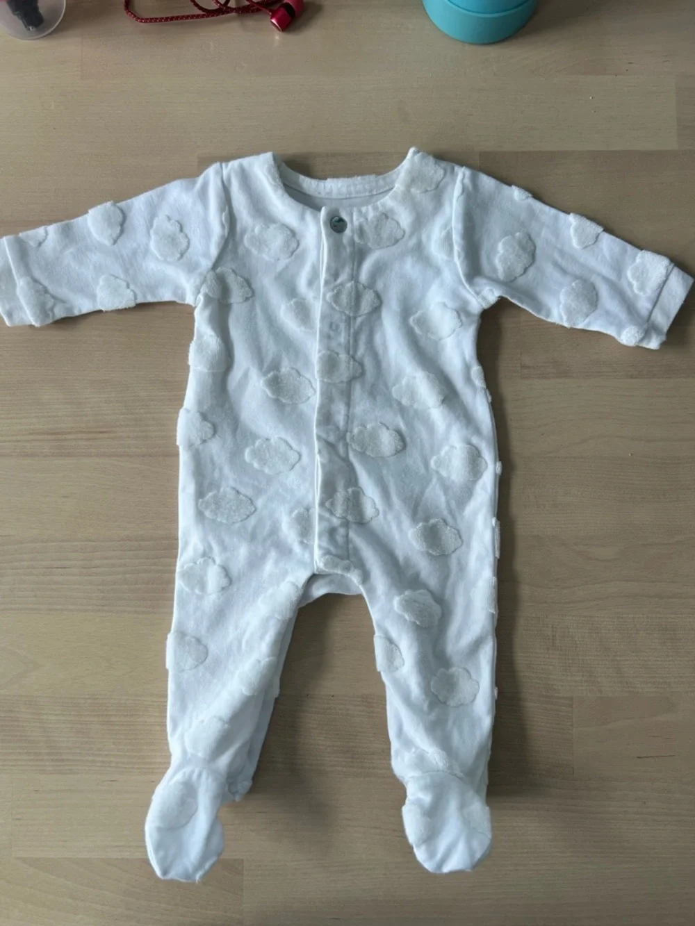 Jacadi Paris Newborn Onesie White Cloud Jacquard Snaps 0months 50cm